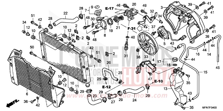KUEHLER von CB1000R ABS PEARL NIGHTSTAR BLACK (NHA84) von 2009